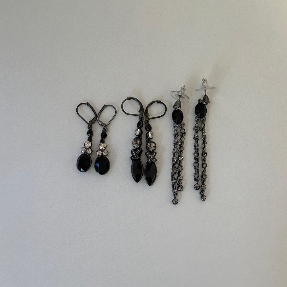 Givenchy Earrings Bundle – 3 Pairs – Black Dangle & Stud Styles
